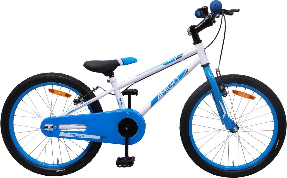 Amigo Cross Jongensfiets - Kinderfiets 20 Inch - Wit/Blauw 1 Amigo Cross Jongensfiets - Kinderfiets 20 Inch - Wit/Blauw