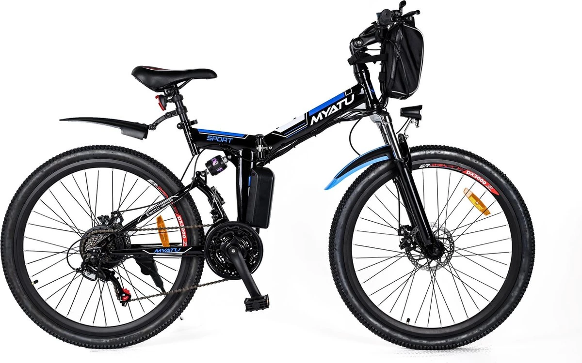 Myatu E-Bike 26-inch E-bike Voor Vrouwen En Mannen, Mountainbike Elektrische Fiets Met 36V 10.4AH Accu En Shimano 21 Versnellingen, 21 Versnellingen, Derailleur, 250 W-Zwart En Blauw 1 Myatu E-Bike 26-inch E-bike Voor Vrouwen En Mannen, Mountainbike Elektrische Fiets Met 36V 10.4AH Accu En Shimano 21 Versnellingen, 21 Versnellingen, Derailleur, 250 W-Zwart En Blauw