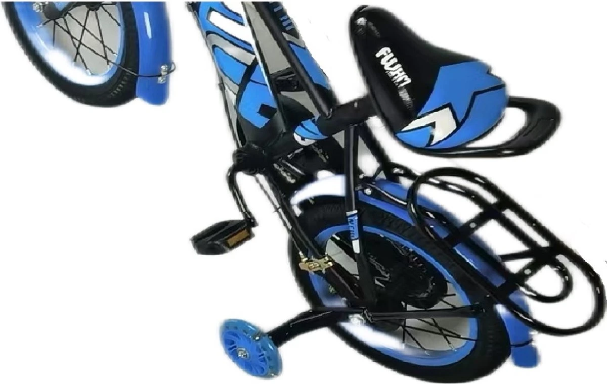Kinderfiets - 14 Inch Kinderfiets -vanaf 3-5 Jaar Jongens En Meisjes Fietsen - Terugtrap -Rem -Stabilisatoren(2 Zijwieltjes)- Mandje - Achterbank - Blauw 8 Kinderfiets - 14 Inch Kinderfiets -vanaf 3-5 Jaar Jongens En Meisjes Fietsen - Terugtrap -Rem -Stabilisatoren(2 Zijwieltjes)- Mandje - Achterbank - Blauw - Afbeelding 8