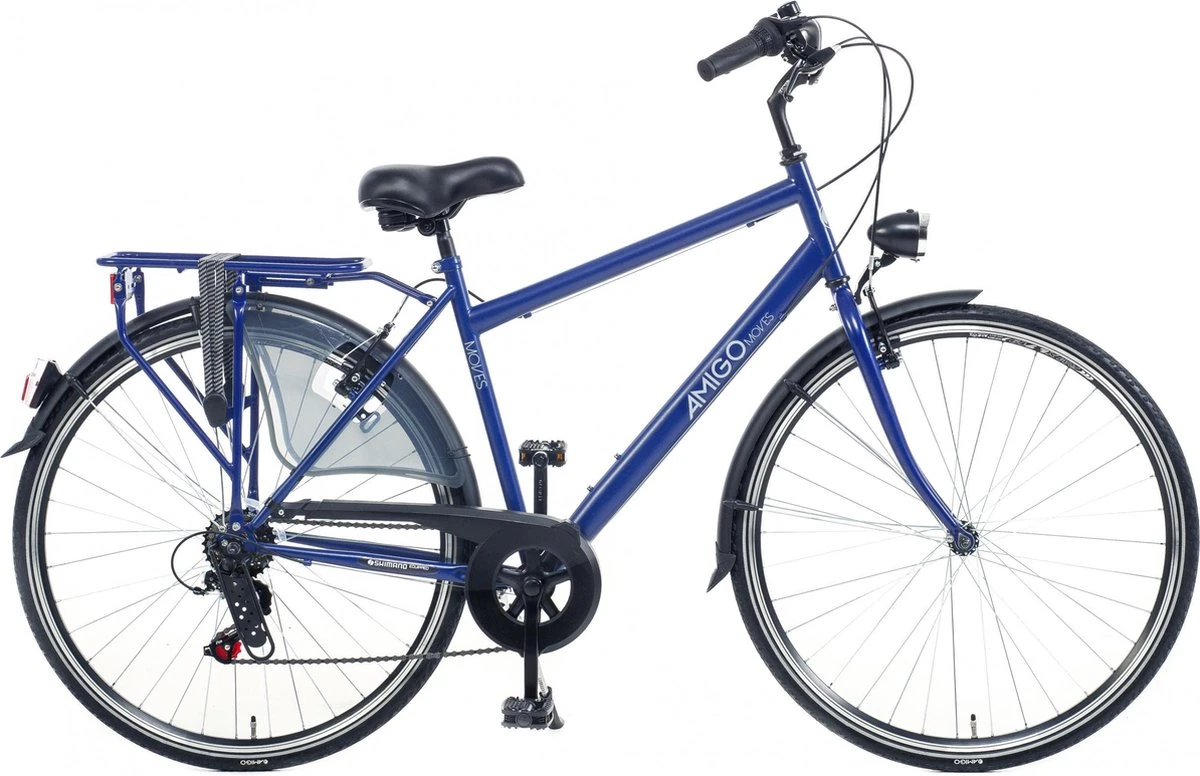 Amigo Moves - Stadsfiets 28 Inch - Herenfiets Met 6 Versnellingen - Matblauw 1 Amigo Moves - Stadsfiets 28 Inch - Herenfiets Met 6 Versnellingen - Matblauw