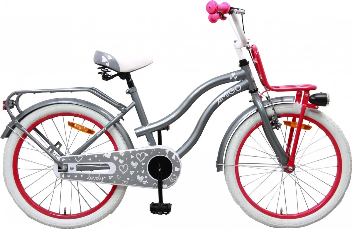 Amigo Lovely - Kinderfiets 20 Inch - Meisjes - Grijs 1 Amigo Lovely - Kinderfiets 20 Inch - Meisjes - Grijs