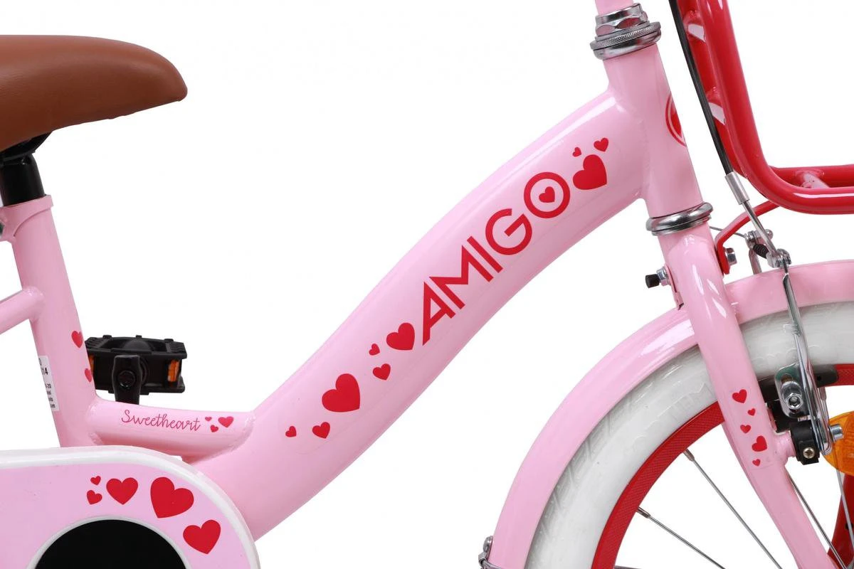 Amigo Sweetheart Meisjesfiets - Kinderfiets 16 Inch - Roze 7 Amigo Sweetheart Meisjesfiets - Kinderfiets 16 Inch - Roze - Afbeelding 7