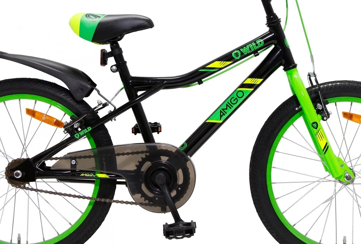 Amigo Wild - Mountainbike 20 Inch - Voor Jongens En Meisjes - Zwart/Groen 4 Amigo Wild - Mountainbike 20 Inch - Voor Jongens En Meisjes - Zwart/Groen - Afbeelding 4