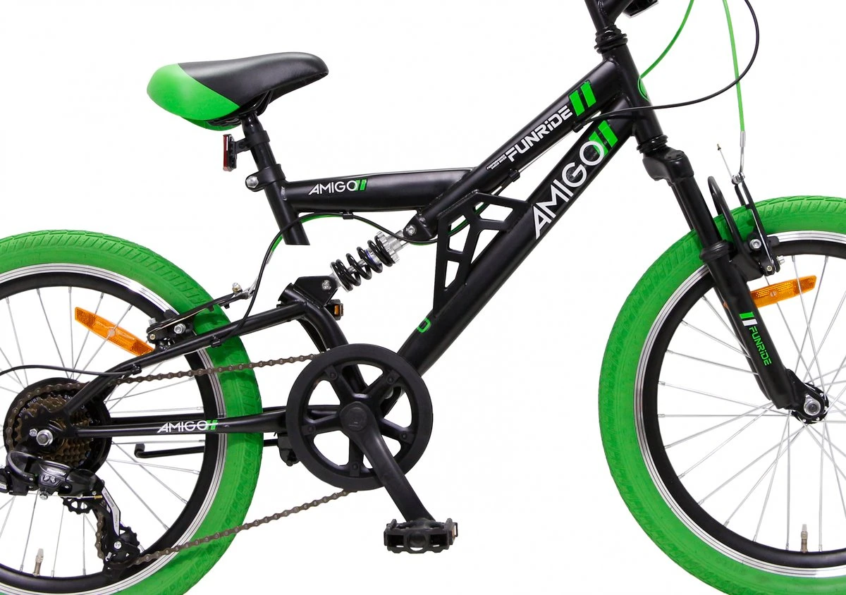 Amigo Fun Ride - Mountainbike 20 Inch - Voor Jongens En Meisjes - Met 7 Versnellingen - Zwart/Groen 8 Amigo Fun Ride - Mountainbike 20 Inch - Voor Jongens En Meisjes - Met 7 Versnellingen - Zwart/Groen - Afbeelding 8