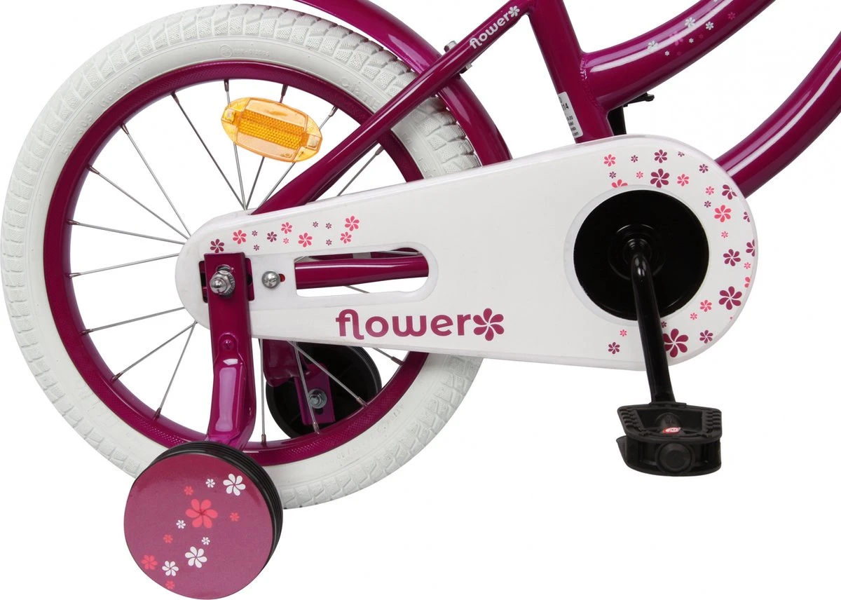 Amigo Flower Meisjesfiets - Kinderfiets 16 Inch - Paars 3 Amigo Flower Meisjesfiets - Kinderfiets 16 Inch - Paars - Afbeelding 3