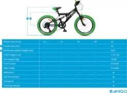 Amigo Fun Ride - Mountainbike 20 Inch - Voor Jongens En Meisjes - Met 7 Versnellingen - Zwart/Groen 15 Amigo Fun Ride - Mountainbike 20 Inch - Voor Jongens En Meisjes - Met 7 Versnellingen - Zwart/Groen -Fietsuitrustings Winkel 1200x885 2