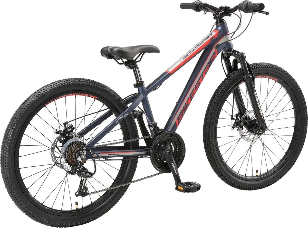 Bikestar 24 Inch 21 Speed Hardtail MTB Sport, Blauw / Rood 3 Bikestar 24 Inch 21 Speed Hardtail MTB Sport, Blauw / Rood - Afbeelding 3