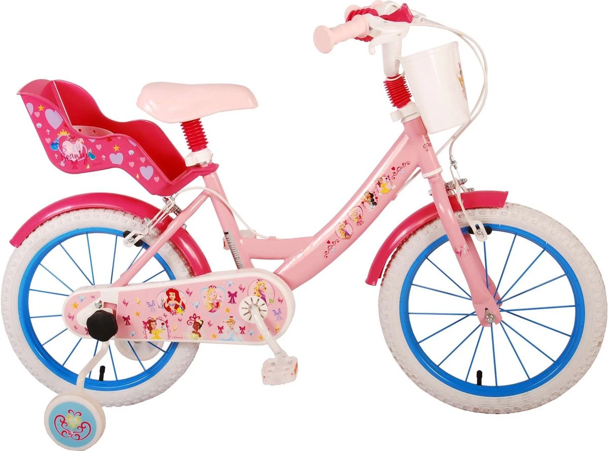 Volare Disney Princess Kinderfiets - Meisjes - 16 Inch - Roze Blauw - Twee Handremmen 1 Volare Disney Princess Kinderfiets - Meisjes - 16 Inch - Roze Blauw - Twee Handremmen