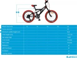 Amigo Fun Ride - Mountainbike 20 Inch - Voor Jongens En Meisjes - Met 7 Versnellingen - Zwart/Rood -Fietsuitrustings Winkel 1200x899 5