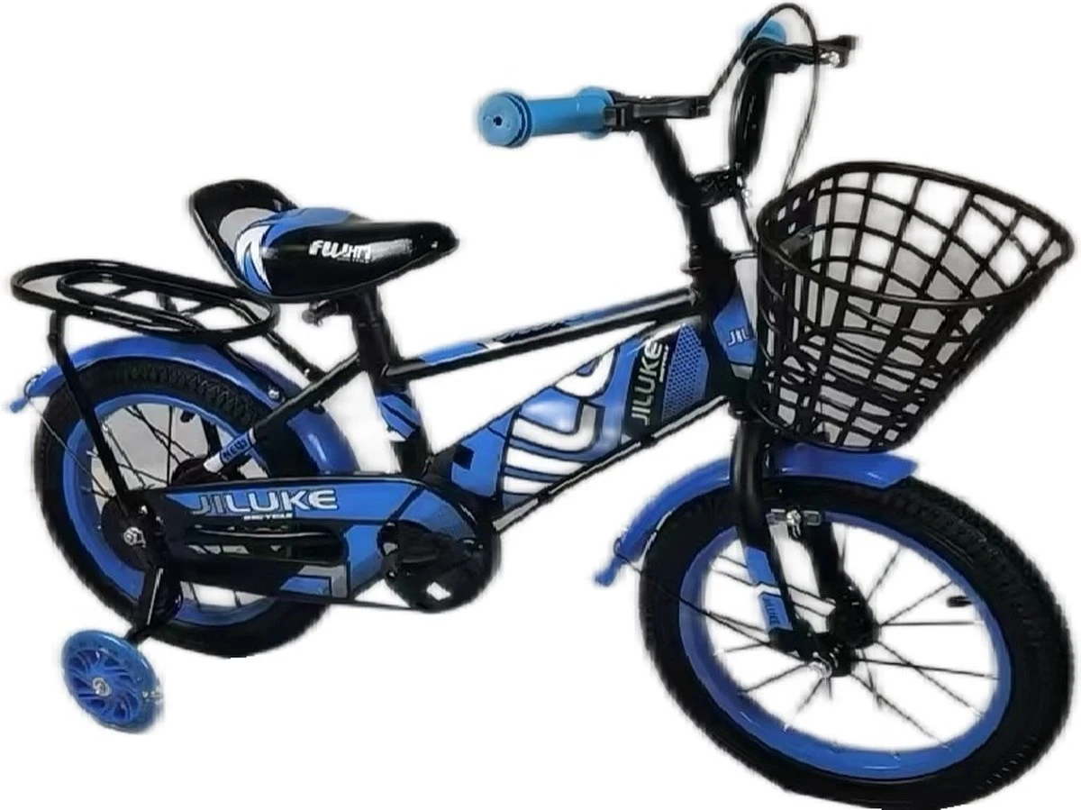 Kinderfiets - 14 Inch Kinderfiets -vanaf 3-5 Jaar Jongens En Meisjes Fietsen - Terugtrap -Rem -Stabilisatoren(2 Zijwieltjes)- Mandje - Achterbank - Blauw 3 Kinderfiets - 14 Inch Kinderfiets -vanaf 3-5 Jaar Jongens En Meisjes Fietsen - Terugtrap -Rem -Stabilisatoren(2 Zijwieltjes)- Mandje - Achterbank - Blauw - Afbeelding 3