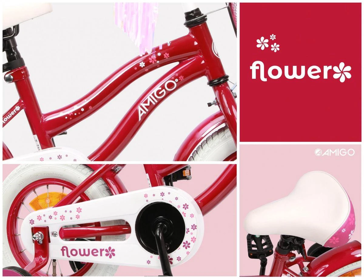 Amigo Flower Meisjesfiets - Kinderfiets 16 Inch - Paars 13 Amigo Flower Meisjesfiets - Kinderfiets 16 Inch - Paars - Afbeelding 13