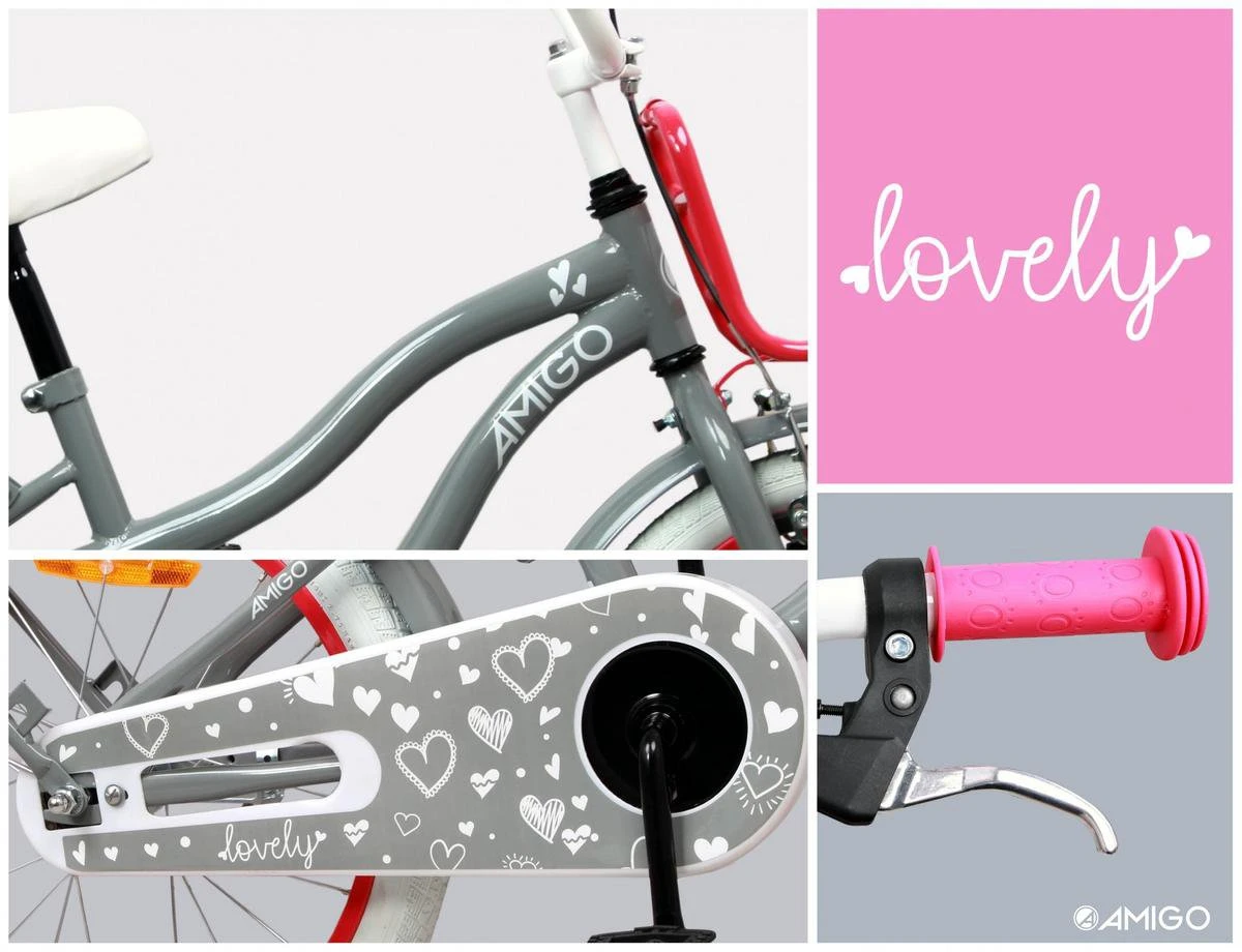 Amigo Lovely - Kinderfiets 20 Inch - Meisjes - Grijs 7 Amigo Lovely - Kinderfiets 20 Inch - Meisjes - Grijs - Afbeelding 7