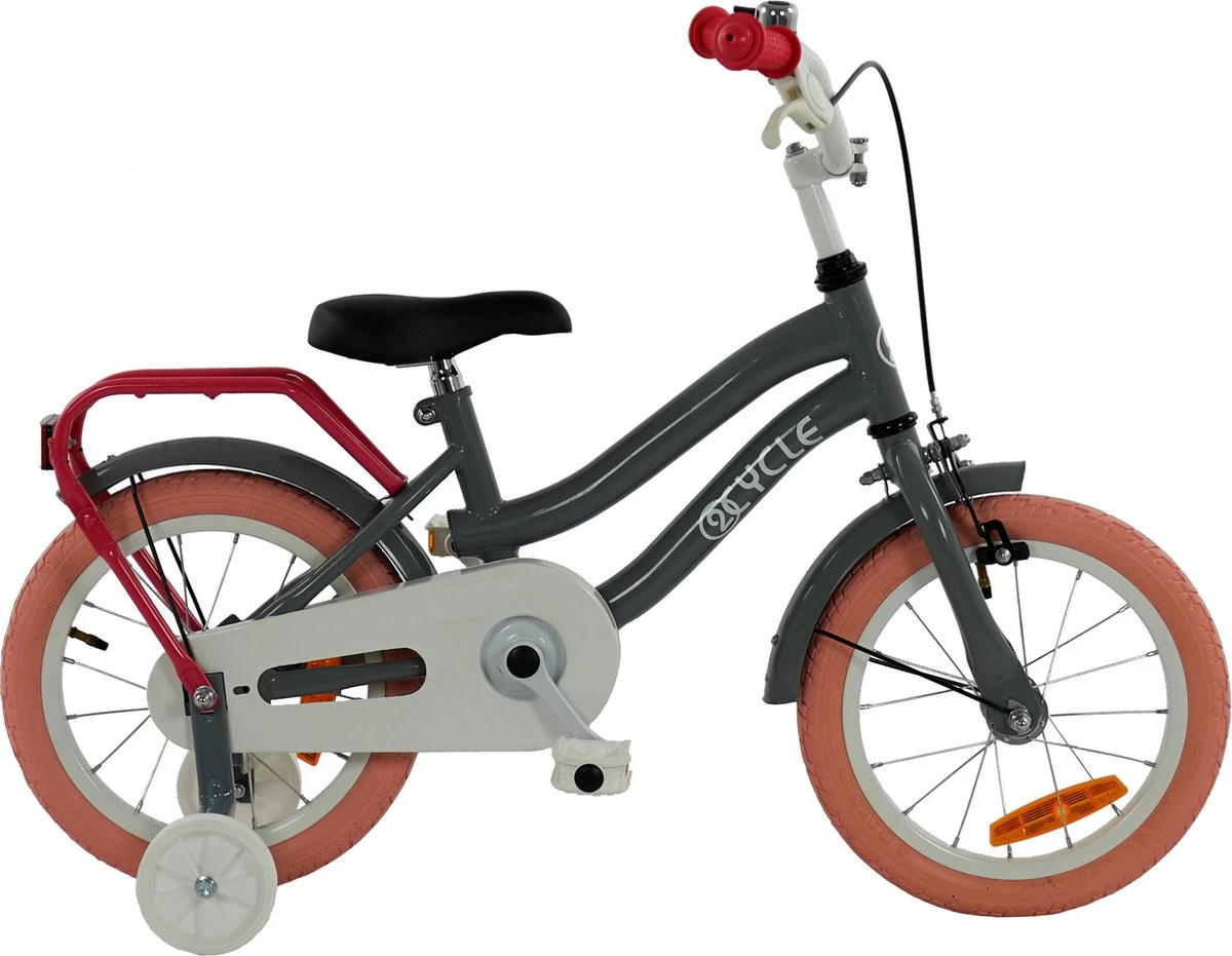2Cycle Pretty Kinderfiets - 14 Inch - Grijs-Roze - Meisjesfiets 3 2Cycle Pretty Kinderfiets - 14 Inch - Grijs-Roze - Meisjesfiets - Afbeelding 3