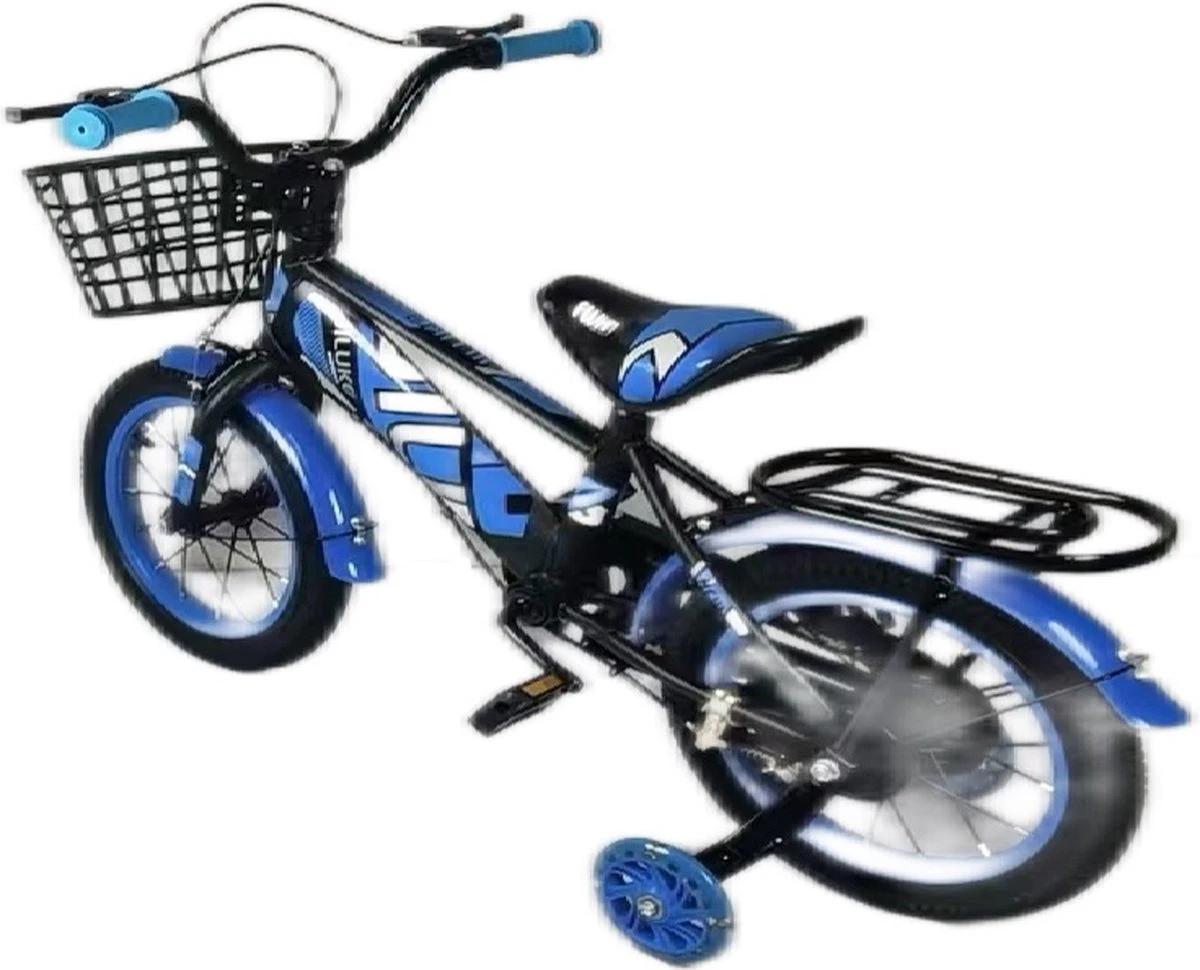 Kinderfiets - 14 Inch Kinderfiets -vanaf 3-5 Jaar Jongens En Meisjes Fietsen - Terugtrap -Rem -Stabilisatoren(2 Zijwieltjes)- Mandje - Achterbank - Blauw 4 Kinderfiets - 14 Inch Kinderfiets -vanaf 3-5 Jaar Jongens En Meisjes Fietsen - Terugtrap -Rem -Stabilisatoren(2 Zijwieltjes)- Mandje - Achterbank - Blauw - Afbeelding 4