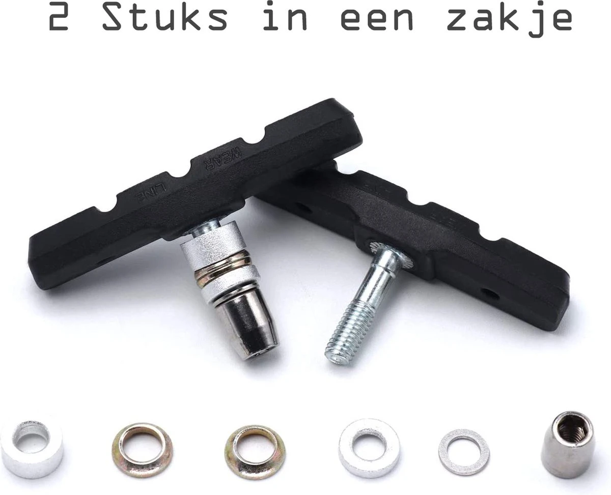 2 Set Universele Rubberen Fiets V Remblokken Set - 2 Paar – 4Stuks – 70mm | Rubber Remblokjes | Fietsen Remblok | Remblokkenset | Remblokset Geschikt Voor Mountainbike, Stadsfiets, Vouwfiets En Tourfiets 2 2 Set Universele Rubberen Fiets V Remblokken Set - 2 Paar – 4Stuks – 70mm | Rubber Remblokjes | Fietsen Remblok | Remblokkenset | Remblokset Geschikt Voor Mountainbike, Stadsfiets, Vouwfiets En Tourfiets - Afbeelding 2