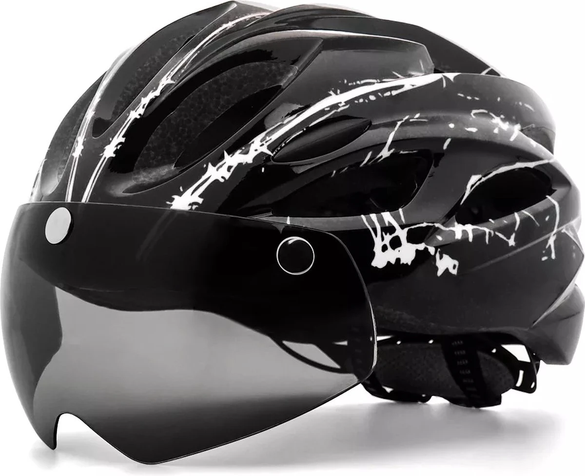 Zacro Fietshelm - Met Bril En Waarschuwingslampje - Nacht Veiligheidshelmen Fietshelm - Voor Volwassenen, MTB, Stadsfietsen - Wit En Zwart 1 Zacro Fietshelm - Met Bril En Waarschuwingslampje - Nacht Veiligheidshelmen Fietshelm - Voor Volwassenen, MTB, Stadsfietsen - Wit En Zwart