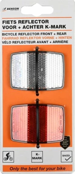Benson Fiets Reflector - Wit Voorzijde - Rood Achterzijde -Fietsuitrustings Winkel 521x1200