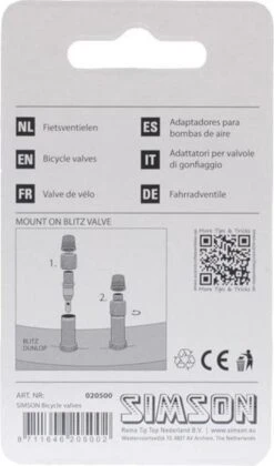 Simson Losse Fietsventiel Dunlop - Blitz - Hollands Met Stofkapje - 2 Stuks -Fietsuitrustings Winkel 706x1200 2