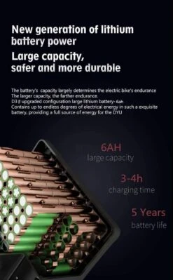 DYU D3F Opvouwbare Elektrische Fiets, Slimme Mountainbike Voor Volwassenen, 240W Aluminiumlegering Fiets Verwijderbare 36V/10Ah Lithium-ion Batterij Met 3 Rijmodi -Fietsuitrustings Winkel 742x1200
