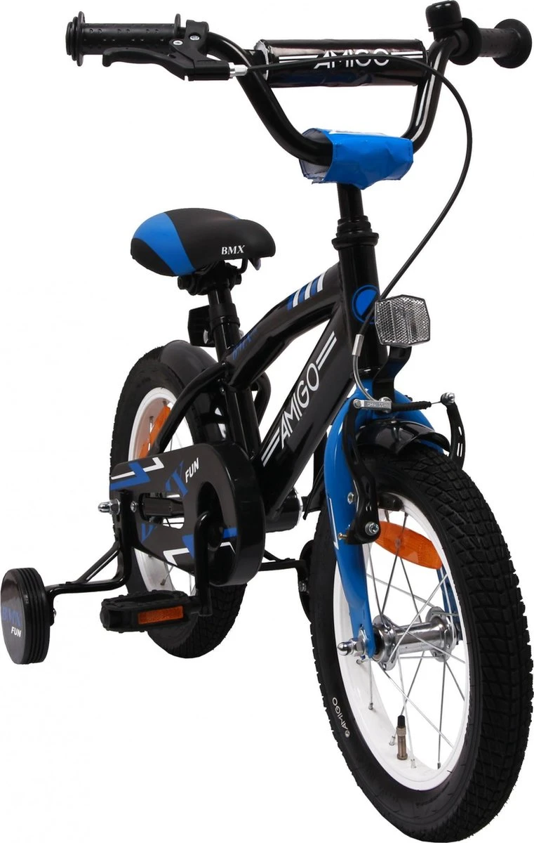 Amigo BMX Fun Jongensfiets - Kinderfiets 14 Inch - Zwart/Blauw 8 Amigo BMX Fun Jongensfiets - Kinderfiets 14 Inch - Zwart/Blauw - Afbeelding 8