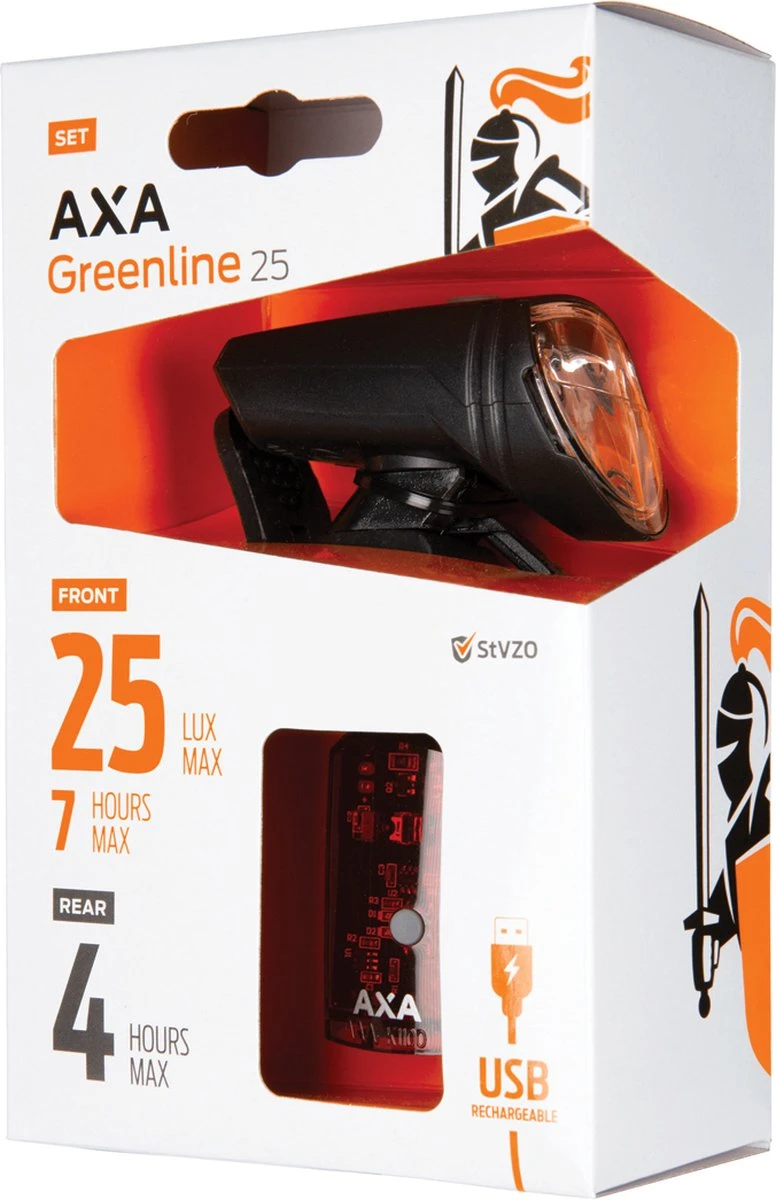 AXA Greenline 25 Lux - LED Fietslampjes Voor En Achter - Fietsverlichting USB Oplaadbaar 4 AXA Greenline 25 Lux - LED Fietslampjes Voor En Achter - Fietsverlichting USB Oplaadbaar - Afbeelding 4