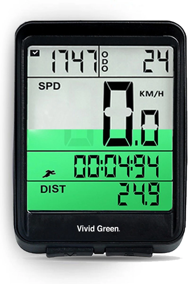 Vivid Green Draadloze Fietscomputer Snelheidsmeter - Mountainbike - Kilometerteller - Fiets Accessoires - Racefiets - Draadloos 1 Vivid Green Draadloze Fietscomputer Snelheidsmeter - Mountainbike - Kilometerteller - Fiets Accessoires - Racefiets - Draadloos