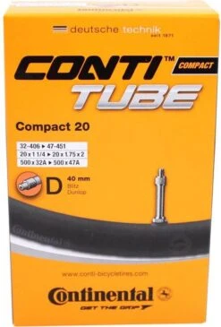 Continental Compact 20 - Binnenband Fiets - Frans Ventiel - 40 Mm - 20 X 1 1/4 - 1 3/8 - 1.75 - 2.00 -Fietsuitrustings Winkel 812x1200 2