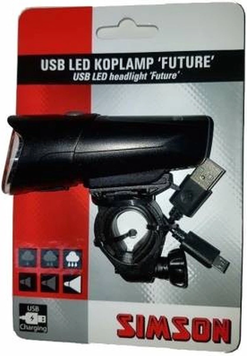 Simson Future Fietsverlichting Koplamp 30 Lux - LED - Oplaadbaar 10 Simson Future Fietsverlichting Koplamp 30 Lux - LED - Oplaadbaar - Afbeelding 10