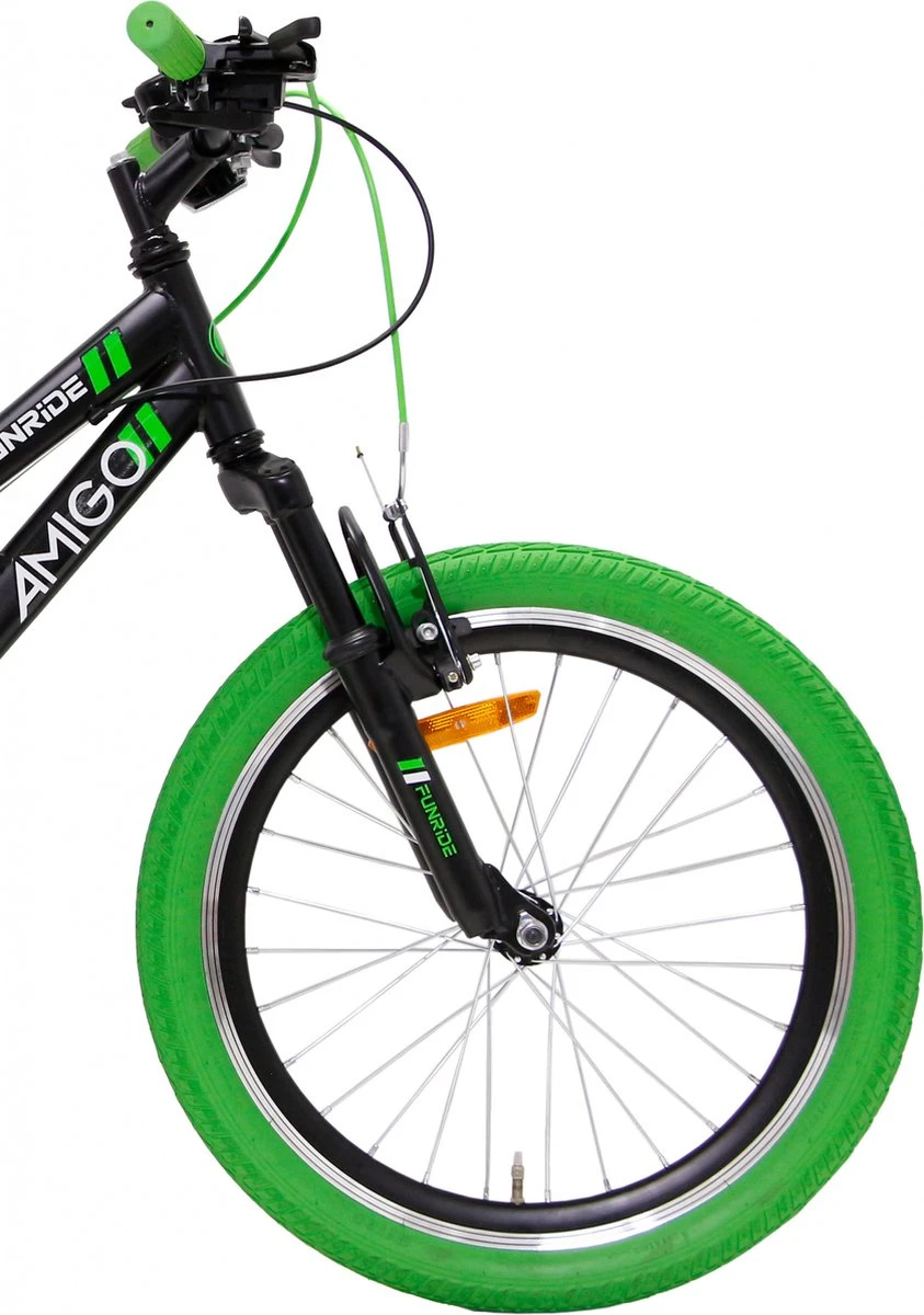 Amigo Fun Ride - Mountainbike 20 Inch - Voor Jongens En Meisjes - Met 7 Versnellingen - Zwart/Groen 3 Amigo Fun Ride - Mountainbike 20 Inch - Voor Jongens En Meisjes - Met 7 Versnellingen - Zwart/Groen - Afbeelding 3