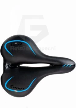 Voltano City / Tour Fietszadel - Comfortabel Gel Zadel - Met Uitsparing - Unisex - Zwart / Blauw - Elastomeren Vering Voor Extra Comfort -Fietsuitrustings Winkel 845x1200 4