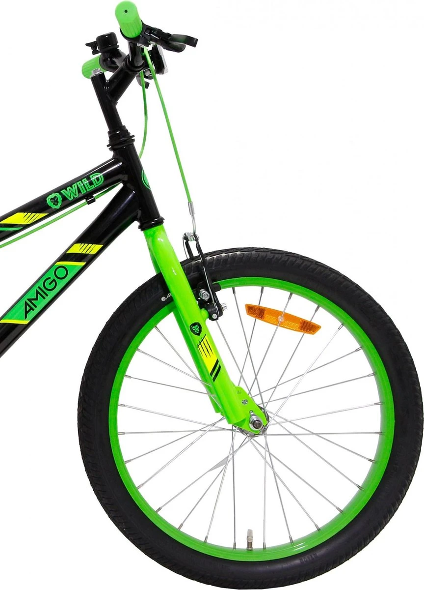 Amigo Wild - Mountainbike 20 Inch - Voor Jongens En Meisjes - Zwart/Groen 3 Amigo Wild - Mountainbike 20 Inch - Voor Jongens En Meisjes - Zwart/Groen - Afbeelding 3