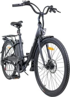 Myatu E-bike 26 Inch City Pedelec Voor Dames En Heren, Elektrische Fiets Met 12,5Ah Accu, 6 Versnellingen Shimano, Derailleur Versnellingen, Achter Motor 250 W-Zwart -Fietsuitrustings Winkel 871x1200