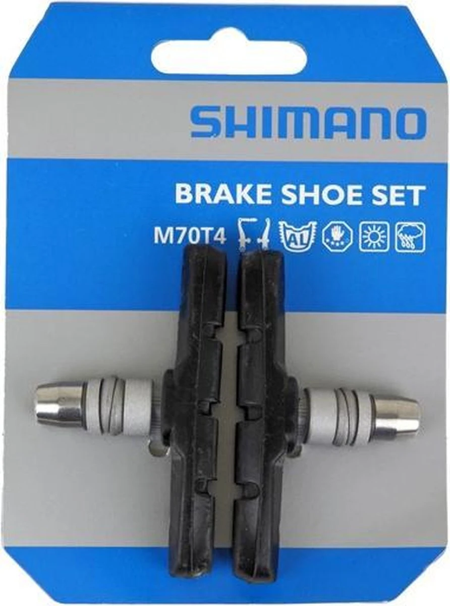 Shimano Remblokken M70t4 V-brake Rubber Zwart/zilver 1 Shimano Remblokken M70t4 V-brake Rubber Zwart/zilver