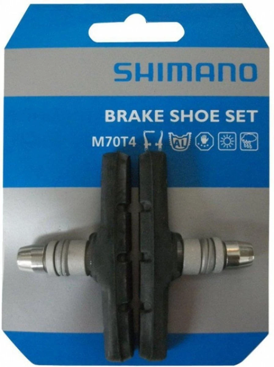 Shimano Remblokken M70t4 V-brake Rubber Zwart/zilver 2 Shimano Remblokken M70t4 V-brake Rubber Zwart/zilver - Afbeelding 2