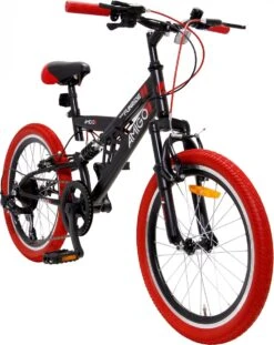 Amigo Fun Ride - Mountainbike 20 Inch - Voor Jongens En Meisjes - Met 7 Versnellingen - Zwart/Rood -Fietsuitrustings Winkel 954x1200