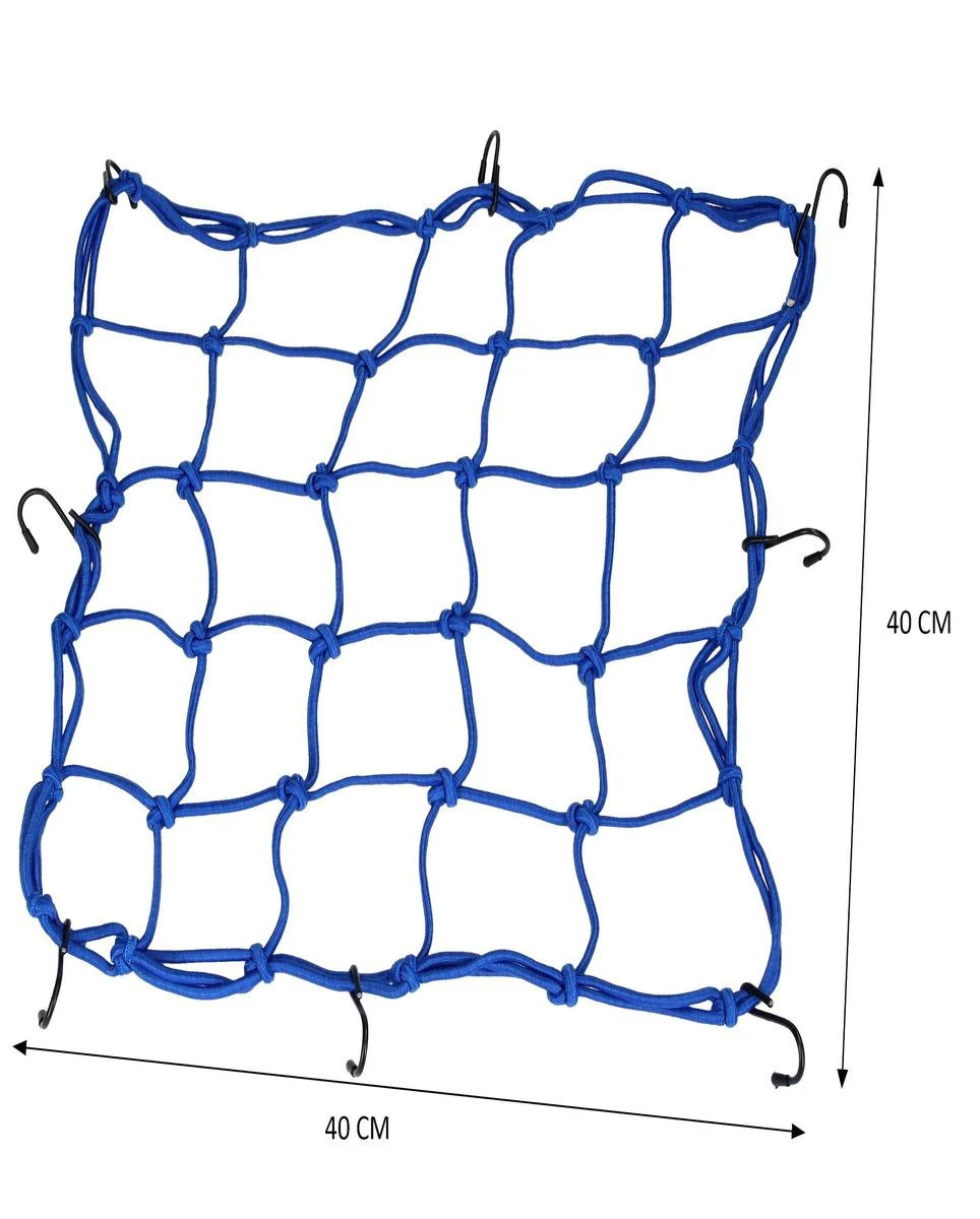 Merkloos Premium Bagagenet Met 8 Haken – 40x40cm – 90x90 Uitgerekt – Blauw | Spin, Motorfiets, Scooter En Fiets 2 Merkloos Premium Bagagenet Met 8 Haken – 40x40cm – 90x90 Uitgerekt – Blauw | Spin, Motorfiets, Scooter En Fiets - Afbeelding 2